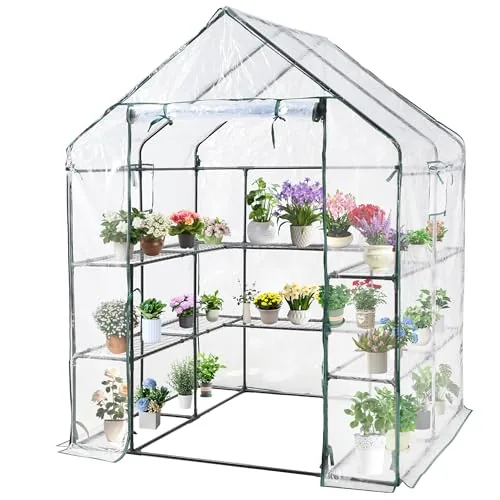 SUNGIFT Walk-In Greenhouse 57x61x80in 3-Tier 10-Shelf Kit