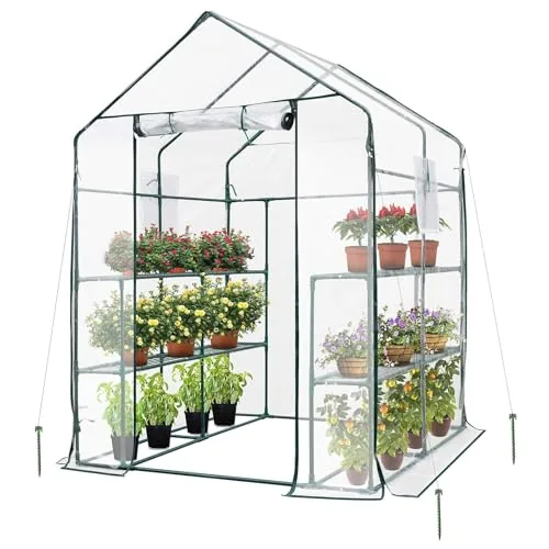 VIVOSUN 57x57x77 Walk-In Greenhouse 8 Shelves Transparent