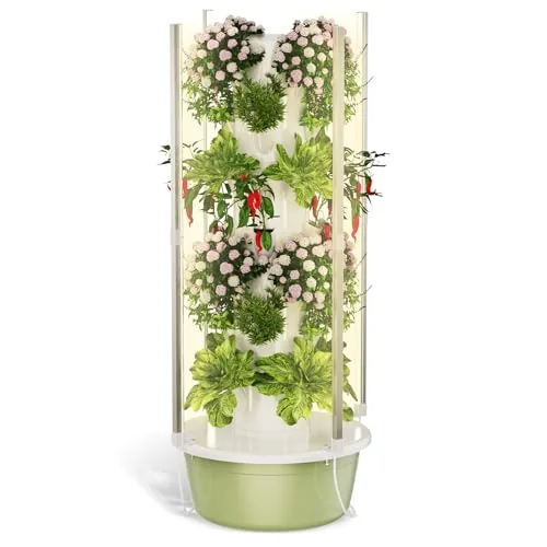 BAOSHISHAN 7-Layer 28-Pod Hydroponic Tower with LED Light