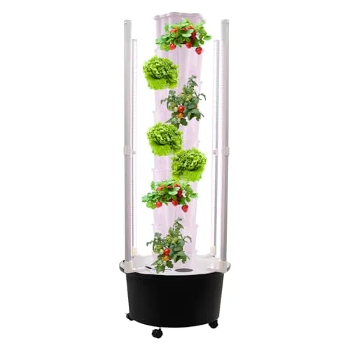 LUOSHALIYA 8-Tier Hydroponic Tower with LED Grow Lights