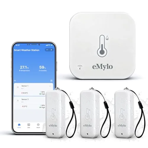 eMylo RTH11 WiFi Temp Humidity Sensor 4-Pack Hub